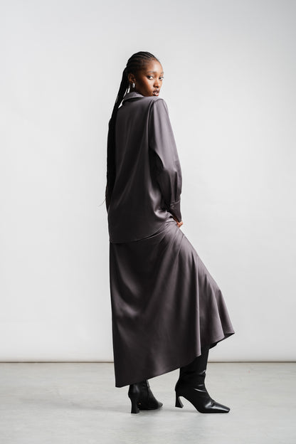 Selena Slip Skirt _ 157596 _ Charcoal