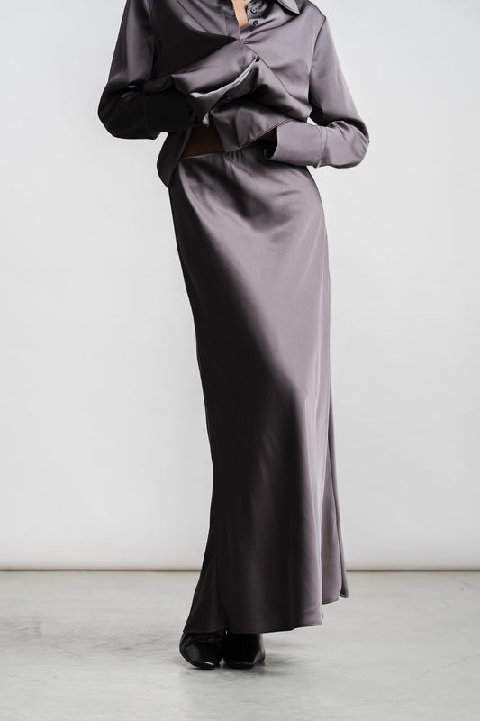 Selena Slip Skirt _ 157596 _ Charcoal