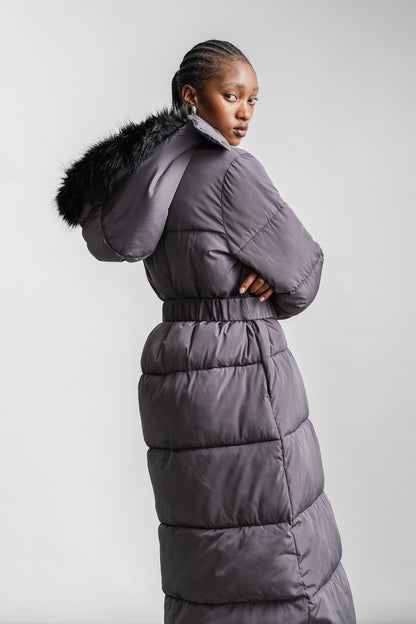 Lesego Belted Puffer Coat _ 162086 _ Charcoal