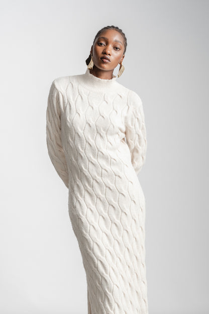 Christine Cable Knit Maxi Dress _ 162596 _ Milk