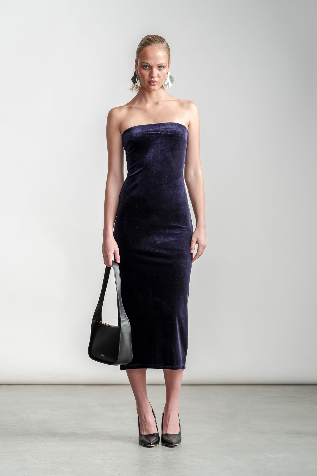 Violet Velour Boobtube Dress _ 157118 _ Navy