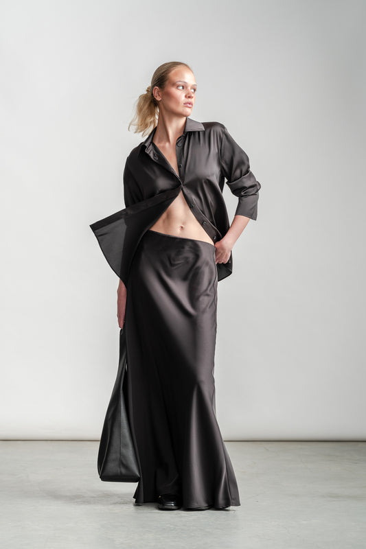 Selena Slip Skirt _ 157595 _ Black Texture