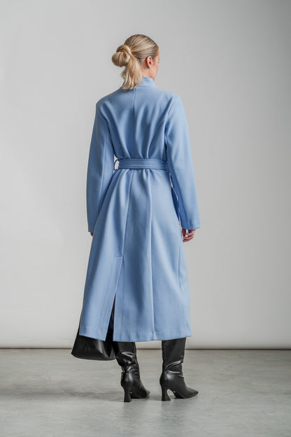 Lauren Wrap Coat _ 159026 _ Blue Texture