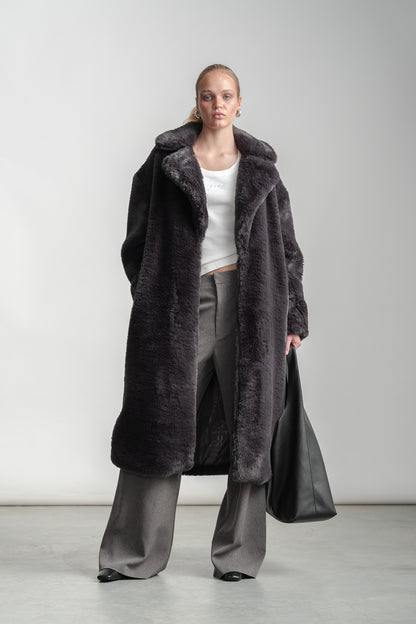Laynie Faux Fur Coat _ 160120 _ Charcoal
