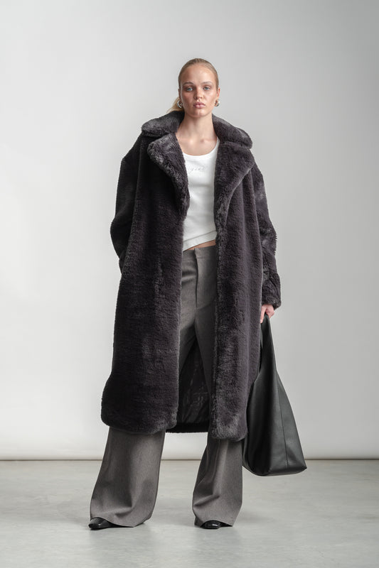 Laynie Faux Fur Coat _ 160120 _ Charcoal