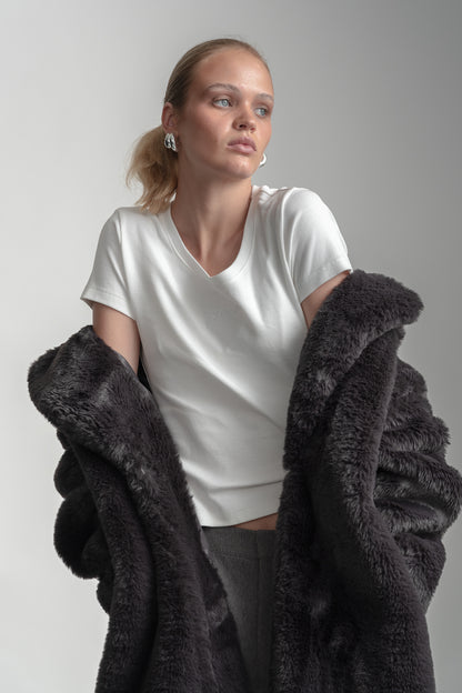 Laynie Faux Fur Coat _ 160120 _ Charcoal