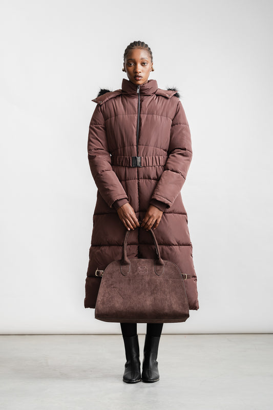 Lesego Belted Puffer Coat _ 162088 _ Brown