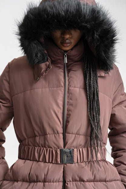 Lesego Belted Puffer Coat _ 162088 _ Brown