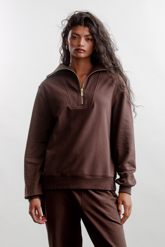 Catherine 1/4 Zip Sweatshirt _ 160257 _ Chocolate