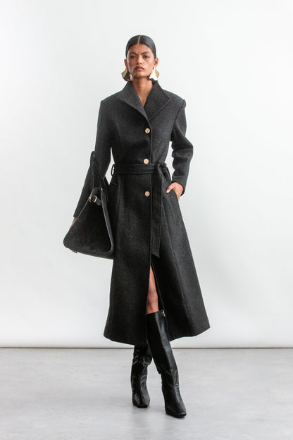 Lauren Wrap Coat _ 158827 _ Grey Mel