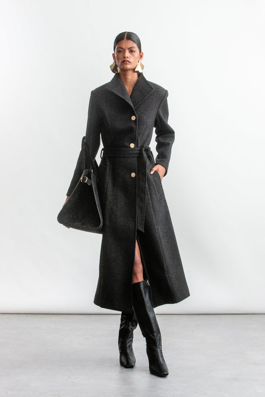 Lauren Wrap Coat _ 158827 _ Grey Mel