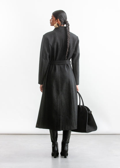Lauren Wrap Coat _ 158827 _ Grey Mel