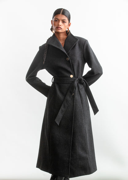 Lauren Wrap Coat _ 158827 _ Grey Mel