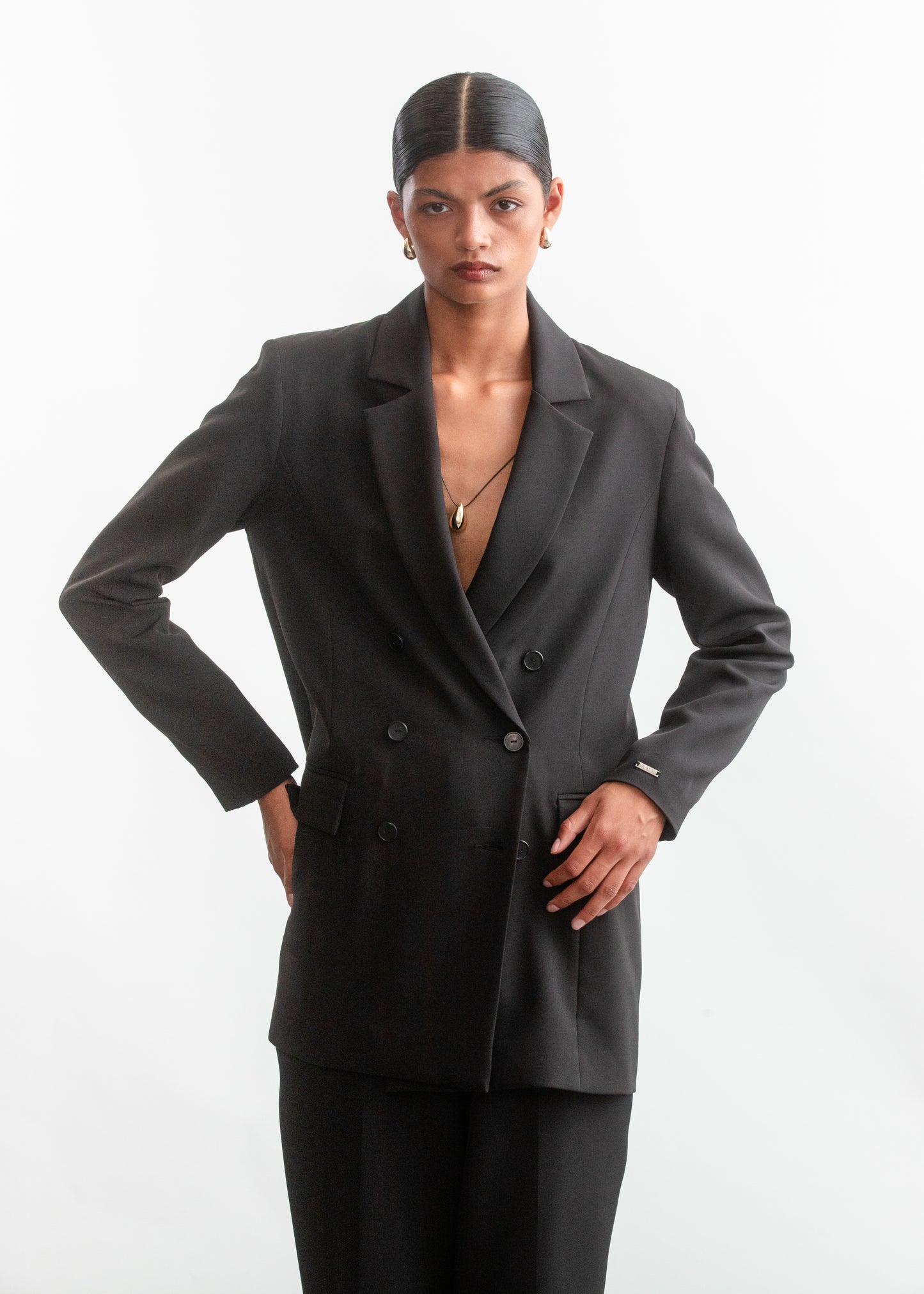 Liyann Oversized Blazer _ 158337 _ Black Texture