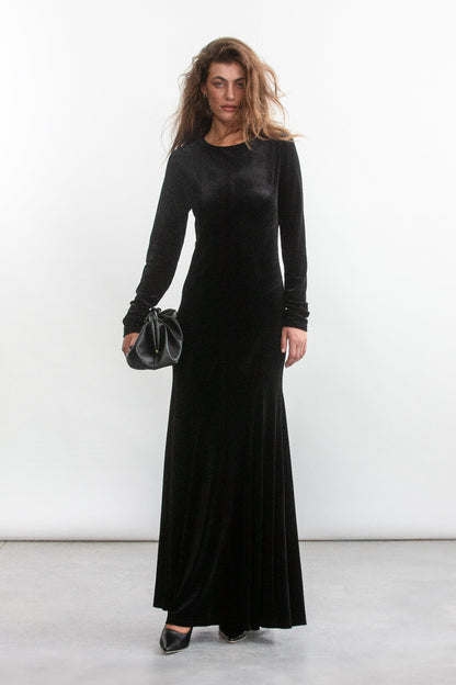 Cleo Velour Maxi Dress _ 157119 _ Black Texture