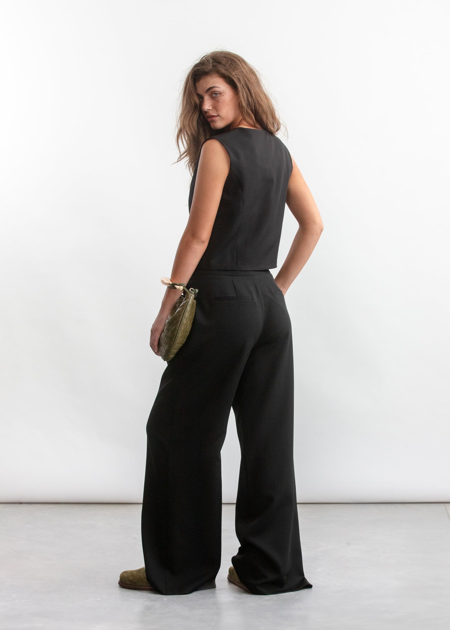 Jane Waist Coat _ 159374 _ Black Texture