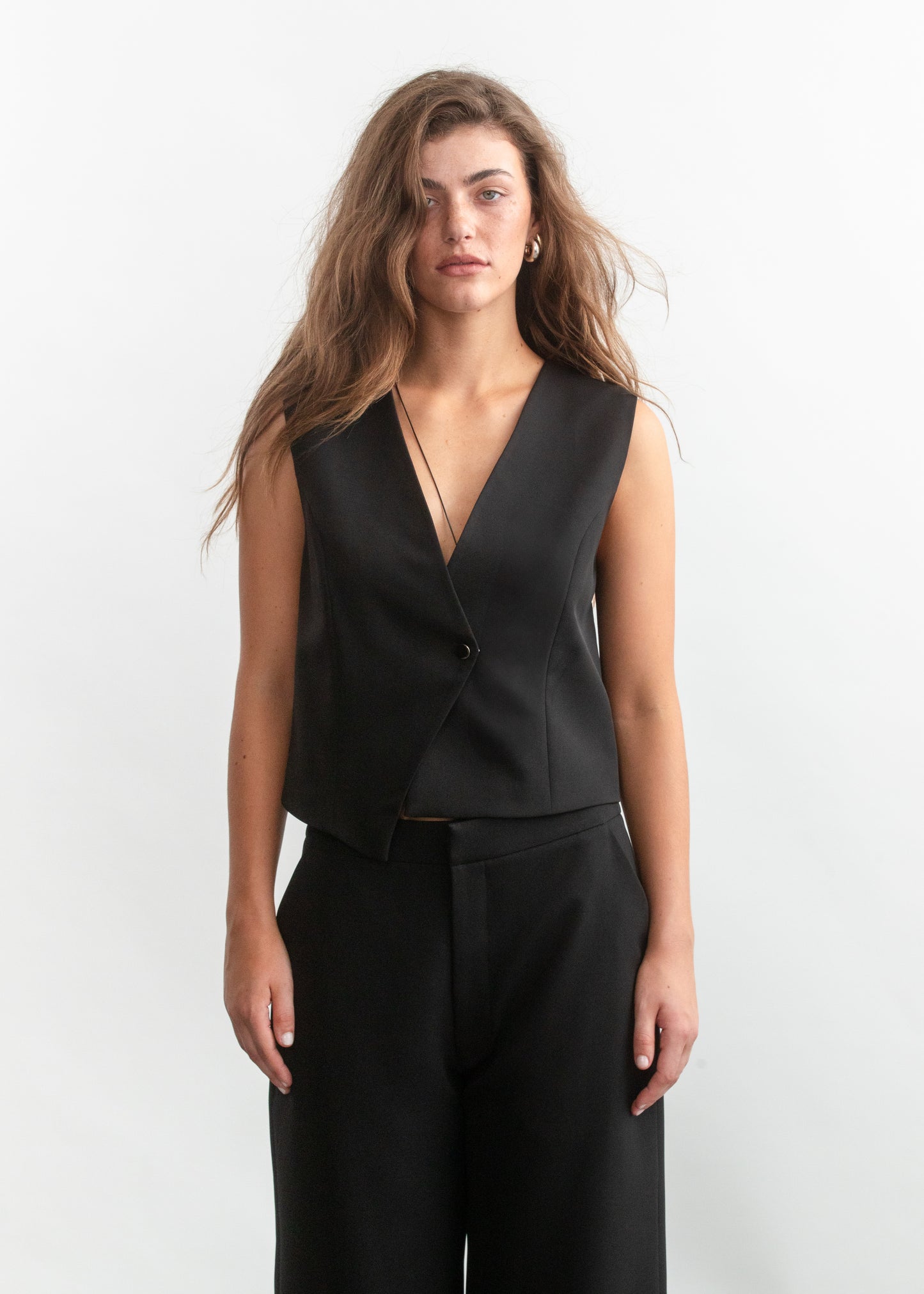 Jane Waist Coat _ 159374 _ Black Texture
