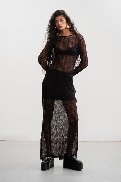 Ruby Lace Skirt _ 158897 _ Black Texture