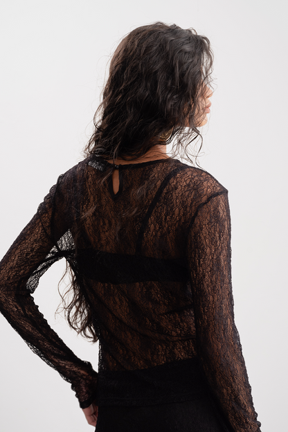 Lily Lace Top _ 158898 _ Black Texture