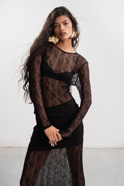 Lily Lace Top _ 158898 _ Black Texture
