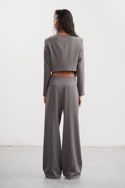 Nina Cropped Jacket _ 159370 _ Grey Mel