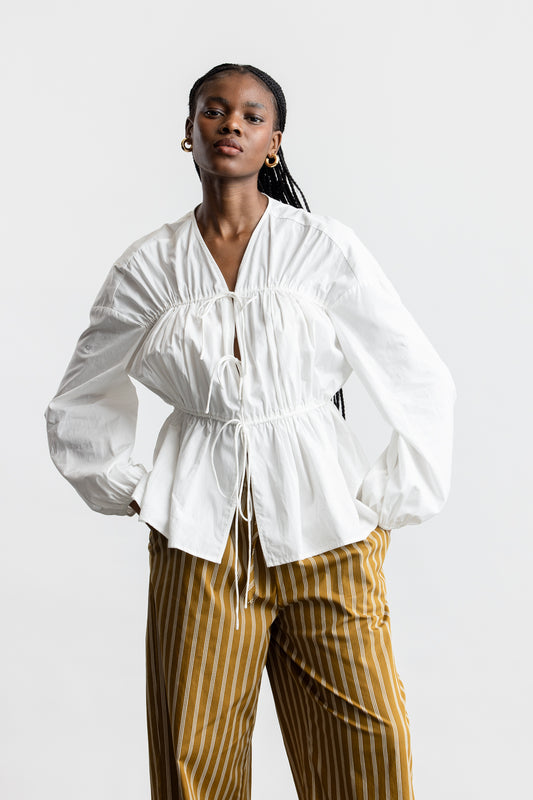 Kendra Tie Front Blouse _ 169030 _ White