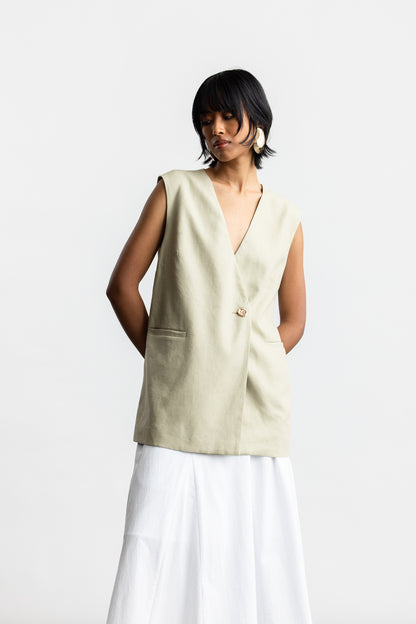 Pheladi Sleeveless Blazer _ 168296 _ Stone