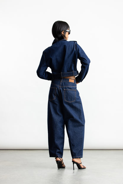 Ayla Denim Biker Jacket _ 167859 _ Dark Blue