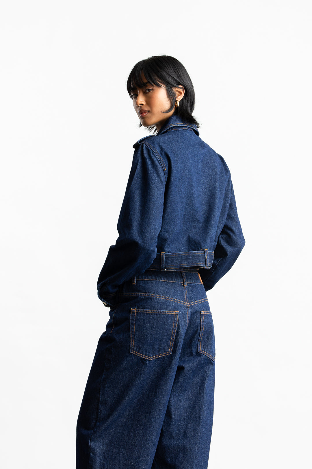 Ayla Denim Biker Jacket _ 167859 _ Dark Blue