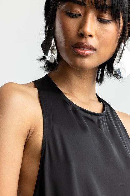 Pearl Satin Racerback Satin Maxi _ 170736 _ Black