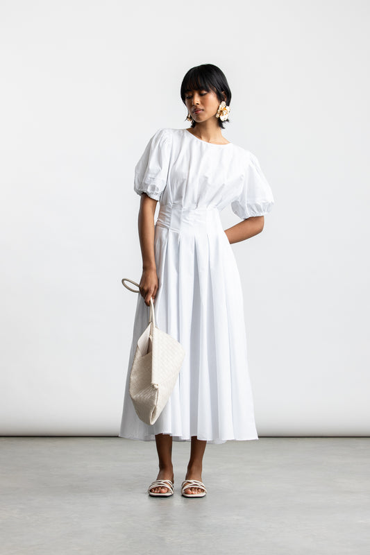Kavita Puff Sleeve Midi _ 173160 _ White