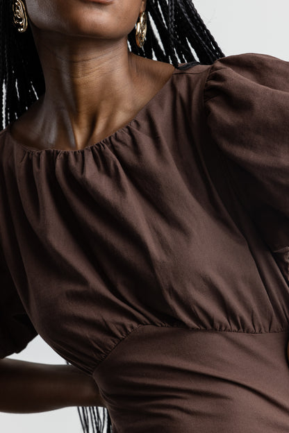 Kaiya Puff Sleeve Mini _ 168395 _ Chocolate