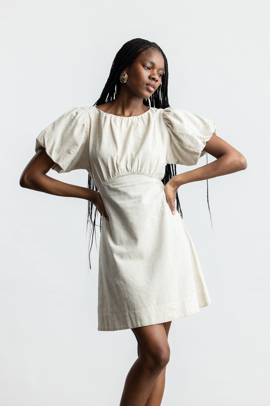 Kaiya Puff Sleeve Mini _ 168394 _ Natural