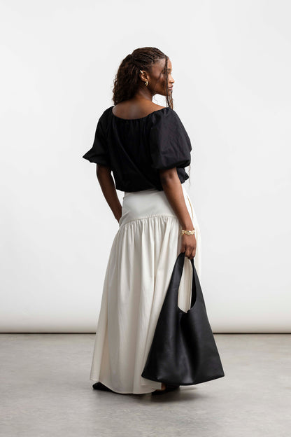 Peyton Puff Sleeve Blouse _ 168854 _ Black Texture