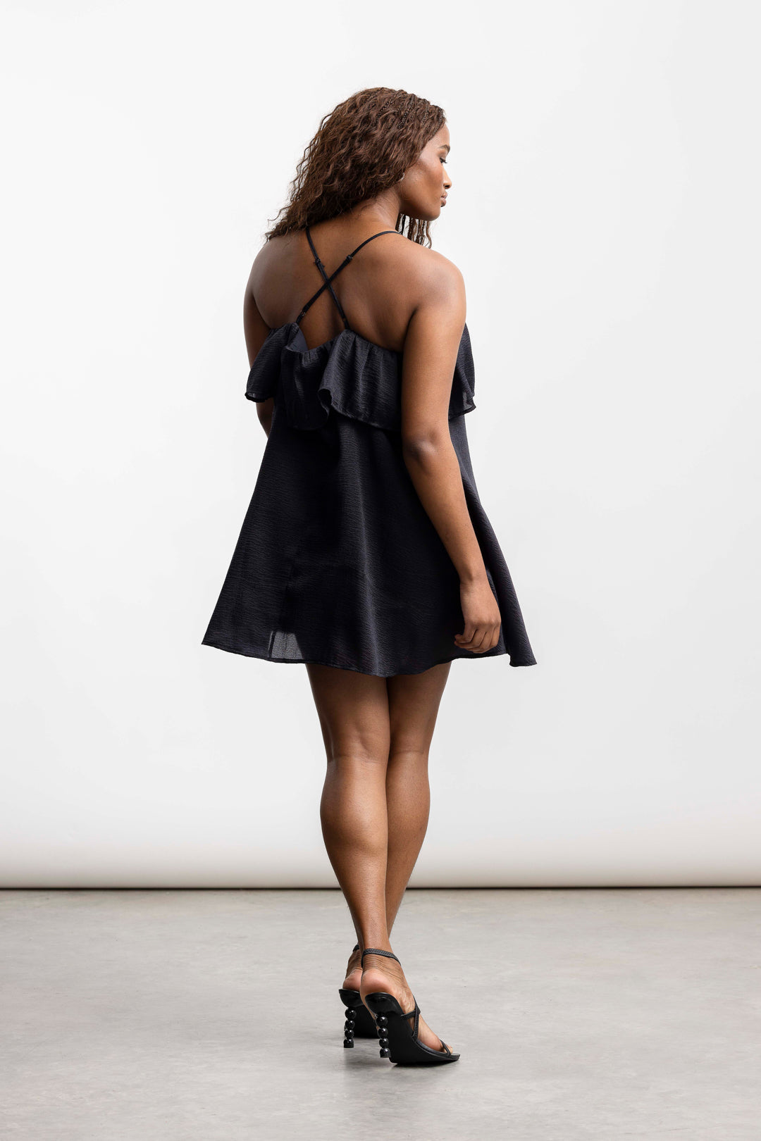 Anelisa Sheer Frill Mini _ 165863 _ Black Texture