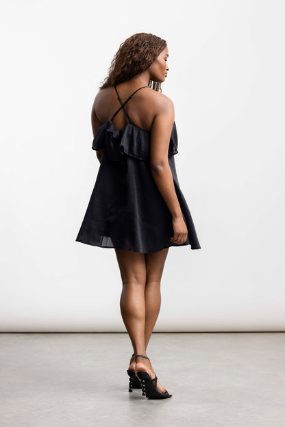 Anelisa Sheer Frill Mini _ 165863 _ Black Texture