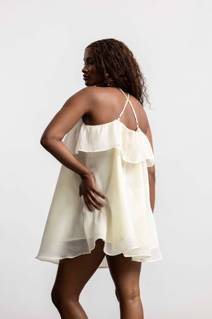 Anelisa Sheer Frill Mini _ 165862 _ Cream