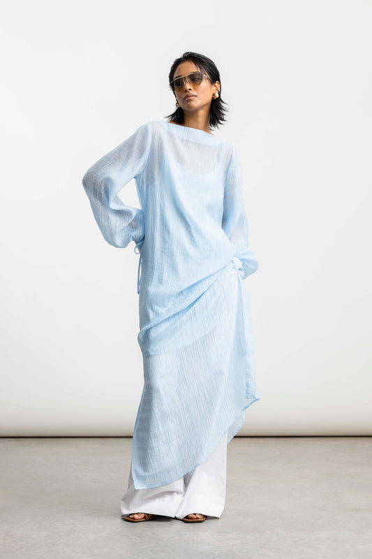 Hazel Long Sleeve Maxi _ 168510 _ Blue Texture
