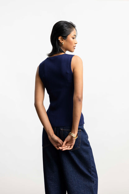 Nia Ribbed Sleeveless Knit Top _ 167833 _ Ink