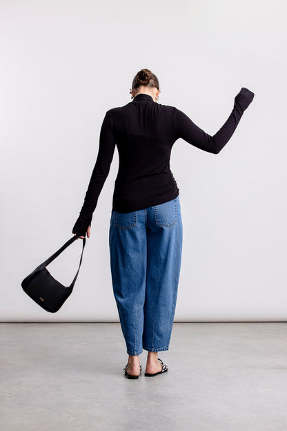 Cara Polo Neck Top _ 160740 _ Black Texture