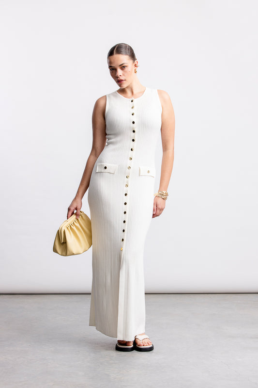 Azra Knitwear Sleeveless Dress _ 167046 _ Cream