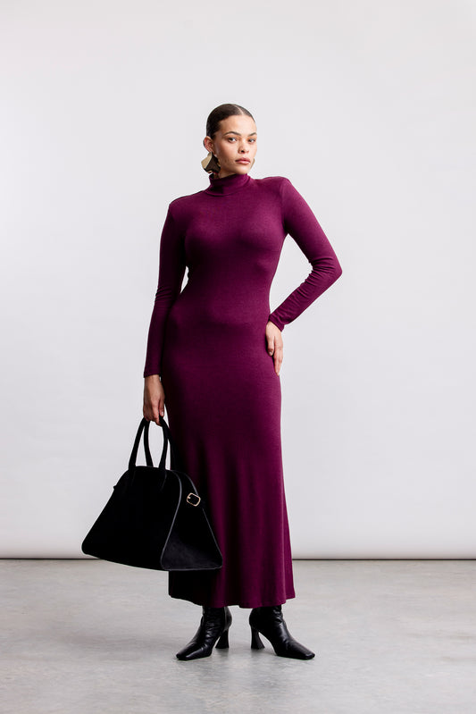 Gabby Polo Neck Maxi Dress _ 161278 _ Burgundy