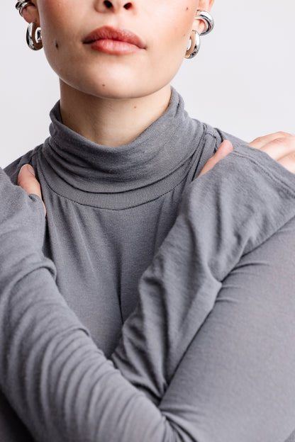Cara Polo Neck Top _ 160739 _ Grey