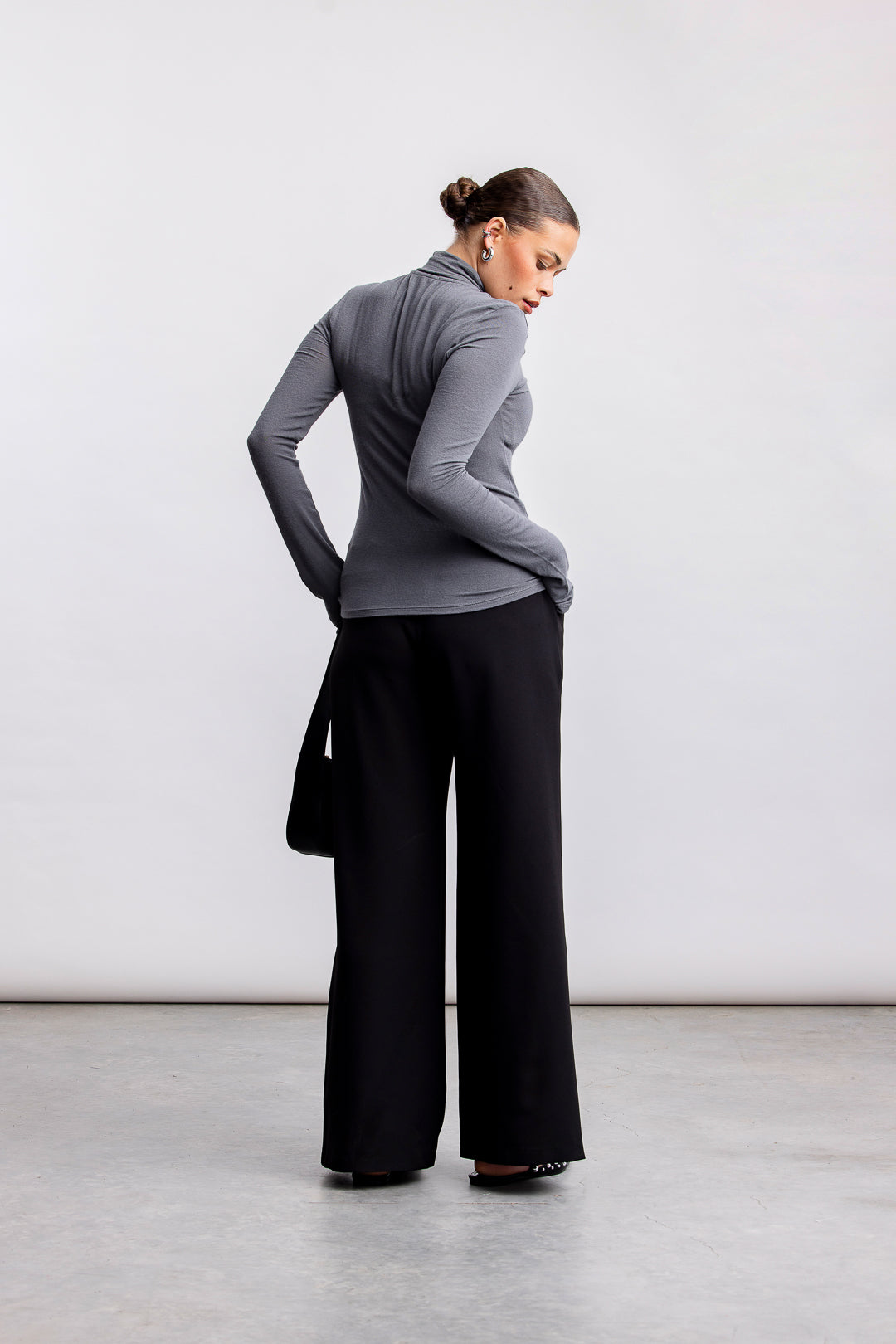 Cara Polo Neck Top _ 160739 _ Grey