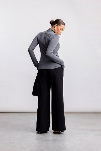 Cara Polo Neck Top _ 160739 _ Grey