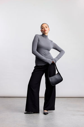 Cara Polo Neck Top _ 160739 _ Grey