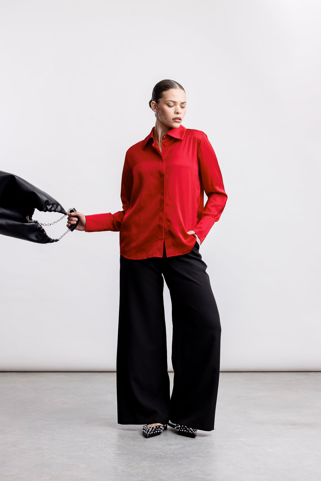 Charlie Classic Satin Shirt _ 163823 _ Red Grindel