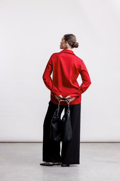 Charlie Classic Satin Shirt _ 163823 _ Red Grindel