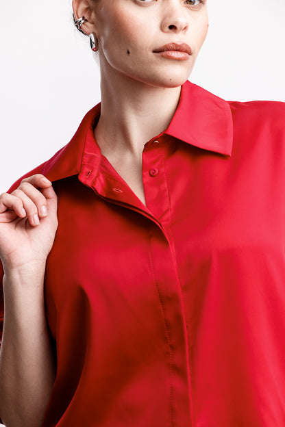 Charlie Classic Satin Shirt _ 163823 _ Red Grindel