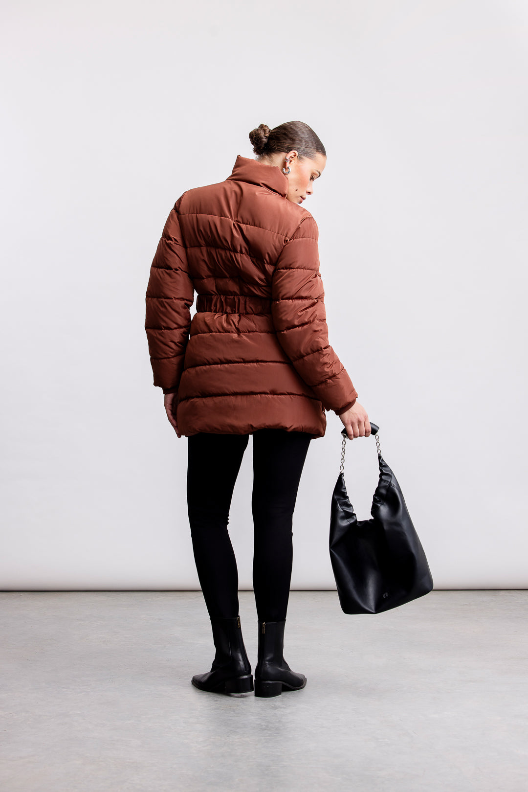 Naomi Belted Puffer Jacket _ 160325 _ Brown
